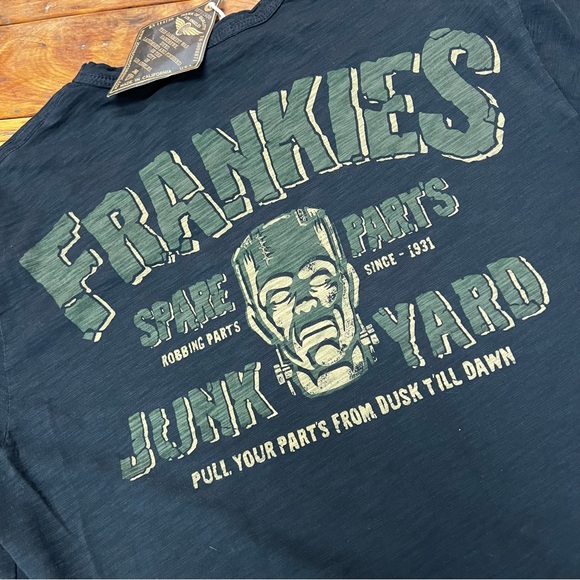 Johnson Motors “Frankie’s Junk Yard” vintage slub moto tee. NWT - Picture 4 of 4